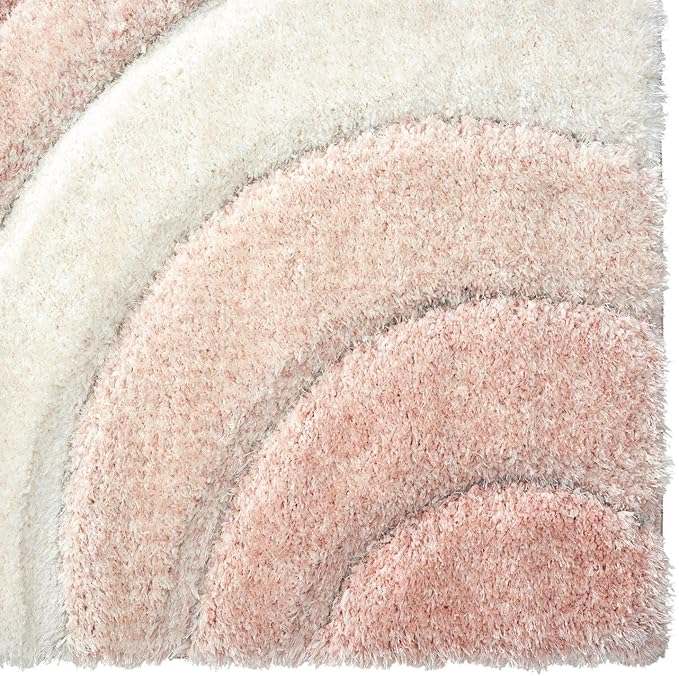 LUXE WEAVERS Lantanas Collection 7070 Pink 5x7 Modern Shag Geometric Area Rug