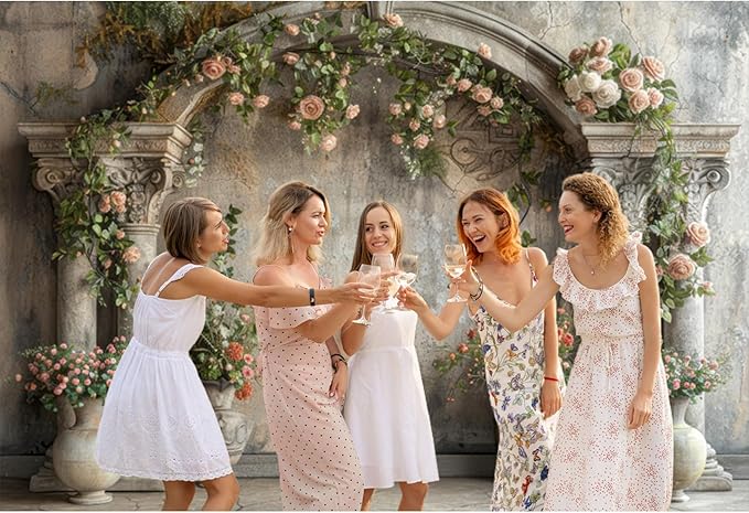 Baocicco 12x8ft Wedding Flowers Wall Backdrop Photography Vintage European Palace Victoria Wall Floral Background for Baby Shower Newborn Birthday Party Decorations Photo Booth Girl Women Portrait