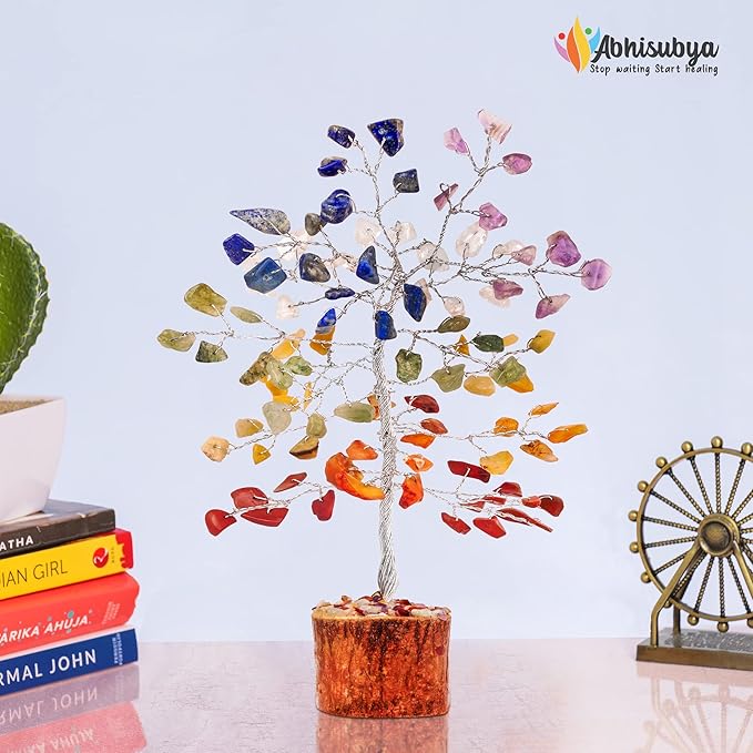 Crystal Tree for Positive Energy - 7 Chakra Tree - Feng Shui Decor - Artificial Tree - Chakra Decor - Reiki Tree Spiritual Decor - Home Office Décor