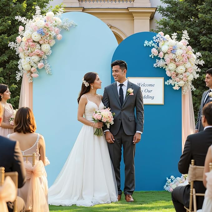 Blue Arch Backdrop Cover Set of 2 Baby Blue Arch Cover 7.2 and 6ft Wedding Arch Cover Stretchy Backdrop Bridal Baby Shower Birthday Party Arches Stand Covers Spandex