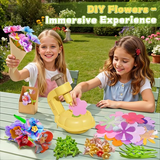 DIY Fabric Flower Bouquets Toys,Craft Kit Toys for Kids Ages 3-12+, 150PCS Arts & Crafts Educational Toy, Creative Handmade Flower Making Set, Birthday Gift for Girls Boys Toddlers 3 4 5 6 7 8 9 10+