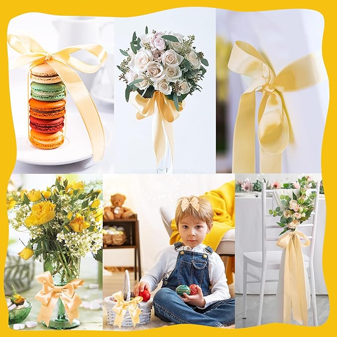 150 Yards Orange Satin Ribbon 1 Inch 6 Rolls Assortment Ribbons for Crafts Gift Wrapping Flower Bouquet Wedding Invitations Birthday Party Festival Decoration Hair Bows
