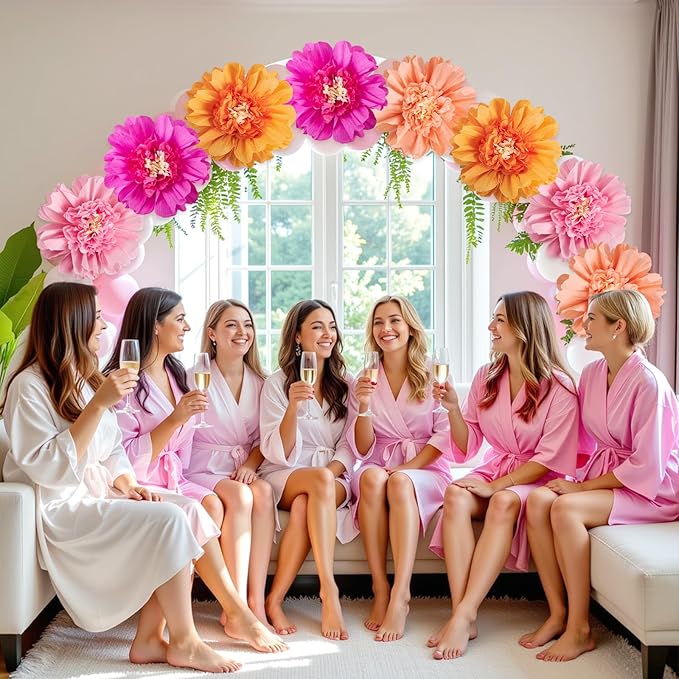 6PCS Tissue Paper Flowers，Handmade Colorful Giant Crepe Artificial Flowers Decorations for Wall,12 Inches Large Flowers for Wedding Birthday BabyShower Party Home Decor Supplies