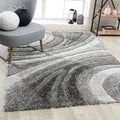 LUXE WEAVERS Lantanas Collection 7070 Grey 8x10 Modern Shag Geometric Area Rug