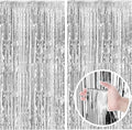 2 Pack Silver Backdrop Curtain Party Decorations Foil Fringe Backdrop Silver Tinsel Streamers Birthday Bachelorette New Year Christmas Wedding Baby Shower Disco Party Decorations