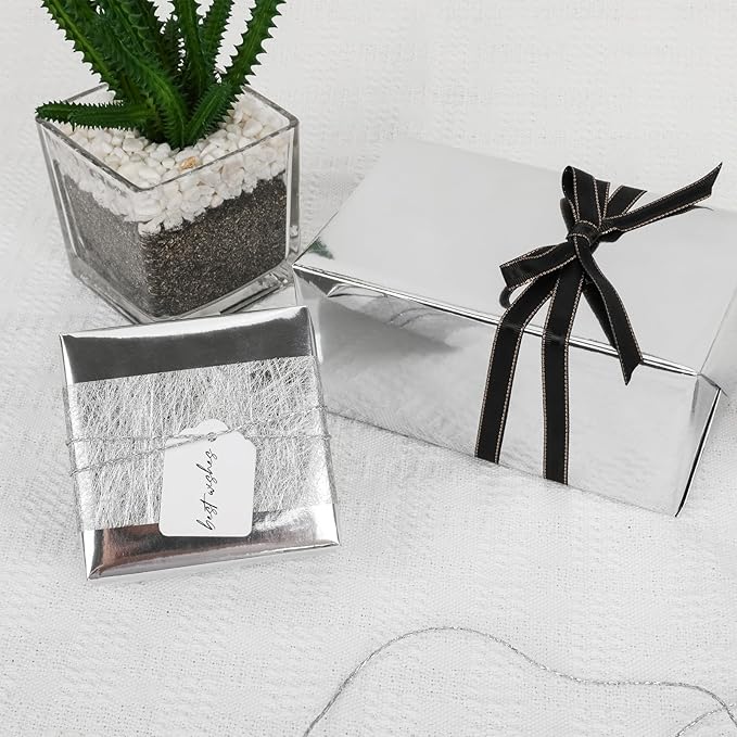 NESCCI Silver Metallic Wrapping Paper, Solid Color Paper,Gift Wrapping Paper,Perfect for Wedding,Valentine's Day,Birthday, Christmas,Baby Shower,DIY Bouquet (17.5 Inches X 32.8 Feet)