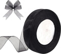 3/4 Inch x 50 Yards Sheer Organza Ribbon Chiffon Ribbon for Gift Wedding Flower Bouquet Wrapping Decorations Crafts (Black)