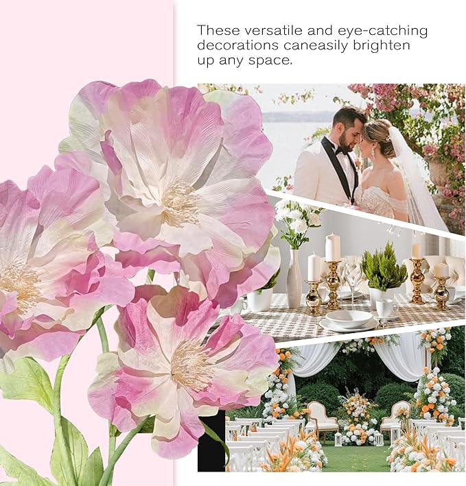 3pc Giant Flowers for Backdrop Wedding Reception Essential Decoration, Adjustable Big Flower for Decoration,Party Banquet Decor,Home Decor,Photographic Props,Shop Window Display (Pink)