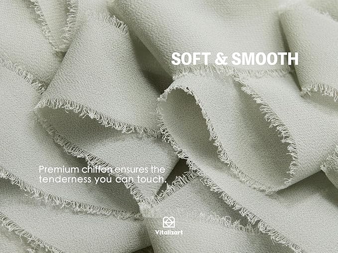 Vitalizart Sage Green Handmade Chiffon Silk Ribbon Fringe 3 Rolls 1.5" x 21 Yd Frayed Edges Ribbons for Wedding Invitations Bridal Bouquets Gifts Wrapping Crafts Holiday Decor