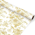 JarThenaAMCS Gold Foil Floral Wrapping Paper - Mini Roll - 17 Inch x 32.8 Ft Vintage Flower Gift Wrap Paper Decorative Art Paper for DIY Crafts Supplies