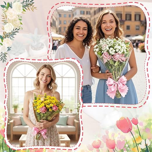 100 Pcs Floral Wrapping Paper Flower Bags for Bouquets Krafts with Transparent Window Flower Sleeves for Wedding Valentine Birthday Mother’s Day (15.8" x 13.8")
