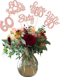 Gyufise 15Pcs 60th Birthday Centerpiece Sticks Sixty Happy 60th Table Flower Centerpieces Sticks Cheers to 60 Floral Decorations for 60th Birthday Party Centerpieces Supplies Rose Gold