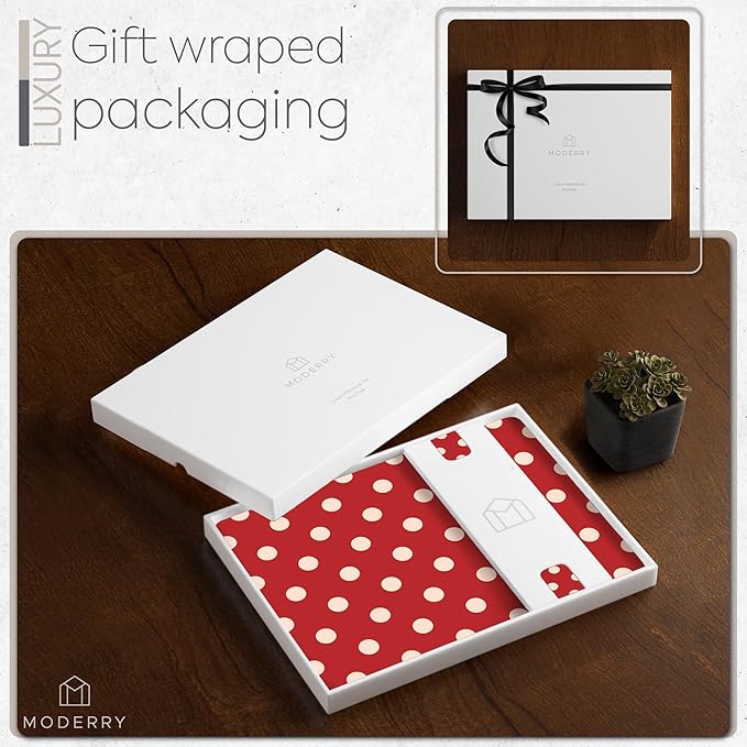 Set of 4 Heat Resistant Cork Placemats for Dining Table with Free Set of 4 Matching Drink Coasters Cream & Red Polkadot Design 16 x 12 Inches Cork Backed Hard Placemats (Red Polkadot)