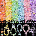 Assorted Acrylic Beads, 400-450PCS 6 Mixed Colors Cute Beads for Bracelet Making, Flower GummyBear Bow Kawaii Charms for Jewelry Making DIY Necklace Keychain Phone Charm Christmas Gift
