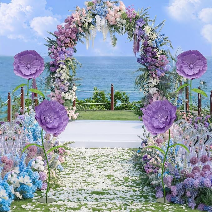 Giant Fake Flowers 5.77FT - Light Purple Large Paper Flowers 3D Artificial Floral Wedding Decorations for Birthday Party Outdoor Banquet Event Home Backdrop Decor
