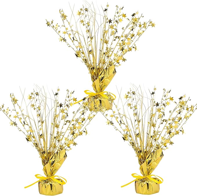 Crowye 3 Pieces Metallic Foil Spray Centerpiece Christmas Party Star Table Decoration Burst Centerpieces Fall Table Decor for Birthday New Year 2026 Party Holiday(Gold)