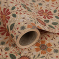 Aimyoo Kraft Floral Wrapping Paper Roll - Mini Roll - 17 Inch x 16.4 Feet - All Occasion Vintage Flower Gift Wrap Paper for Mother's Day Wedding Birthday Bridal Shower