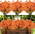 Fall Artificial Flowers for Outdoors Fake Mums for Outside 20 Bundles Faux Silk Orange Dasiy Flower Look Real UV Resistant No Fade Faux Fall Flowers for Front Door Porch Autumn Decoration