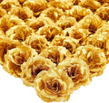 Bright Creations Gold Flowers Artificial Roses - 50-Pack, 3 in, Stemless Silk Rose Heads for Home & Wedding Decor & Faux Bouquets & Floral Accents