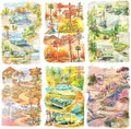 TIAMECH Travel Highway PET Stickers - 180 Pcs Beach Desert Oasis & Sunrise Sunset Design, Waterproof Sticker for Journaling & Scrapbooking, Junk Journal Supplies, Ephemera & DIY Crafts