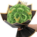 Waipfaru Glitter Roses Bouquet, DIY Green Fake Flowers Bouquet, Birthday Gifts for Women Mom, 24 Pcs Rose for Wife Girlfriend Valentines, Mothers Day, Graduation, St. Patrick's Day