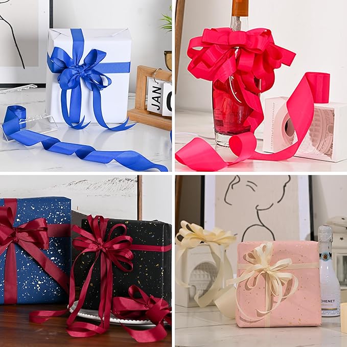 Grosgrain Ribbon 3/8 inch 20 Colors 5 Yards/Roll, Total 100 Yards Per Package for Christmas Tree, Wreath Decorations, Bow Making, Gift Wrapping, Flower Bouquet