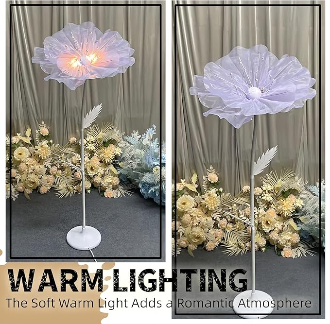 Giant Flowers Decoration, 5.25 ft Large Gauze Floral with LED Lamp, Wedding Decorations for Reception, Birthday Christmas Party Banquet Backdrop Decor, Shop Window Display, Pink
