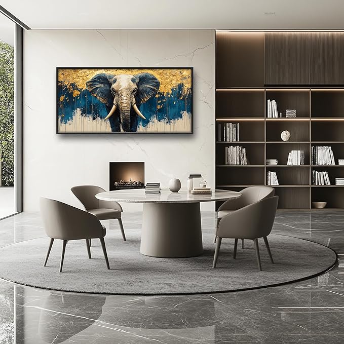 Elephant Large Wall Art Elephant Big Pictures Wall Decor Wild Animals Above Over Bed Canvas Prints Painting Framed Artwork Decoration for Bedroom Living Room Bathroom Office 60"x30"