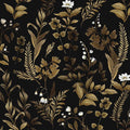 Dark Floral Peel and Stick Wallpaper, Vintage Leaf Pattern Black Gold Self Adhesive Removable Wallpaper for Bedroom Cabinet Kitchen, Vinyl Modern Contact Paper Retro Black Gold 17.5In x 118In