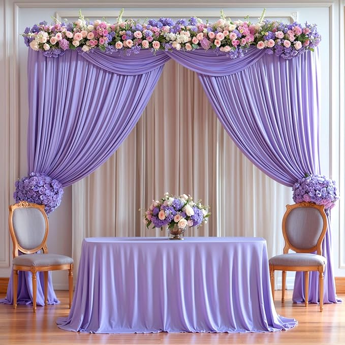 Lavender Backdrop Curtain 2 Panels-Wrinkle-Free Champagne Curtains Polyester Photography Drapes for Baby Shower Birthday Party Photo Background Backdrop Stand- 8 X10FT (Lavender)