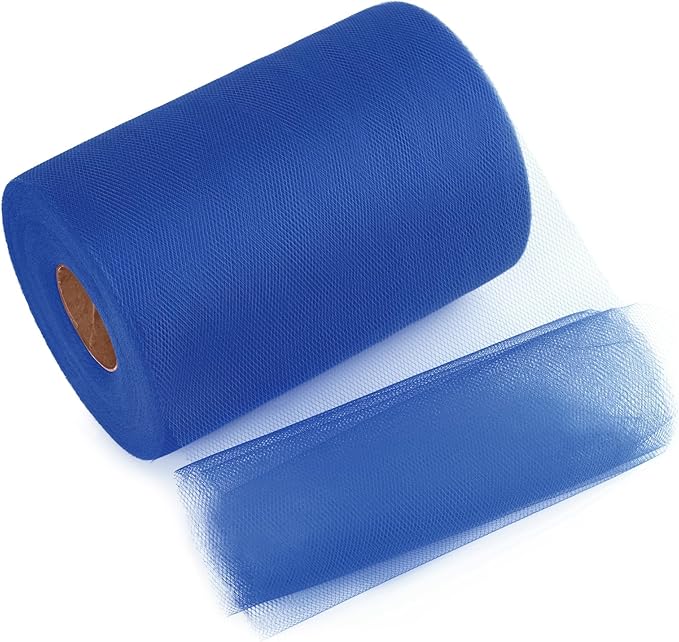 Royal Blue Tulle Mesh Ribbon 6 Inch x 100 Yards(300ft) Spool Fabric Ribbon Ideal for Tutu Skirt Art Gift Wrapping Flower Bouquet Crafts Weddings Floral Arrangements