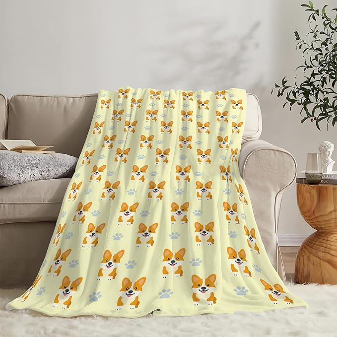 Corgi Blanket Cute Corgi Dog Throw Blanket Puppy Soft Cozy Fleece Fuzzy Stuffed Plush Flannel Gifts for Girls Women Boys Kids Adults 40''x50''