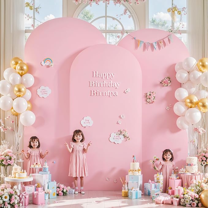 Pink and Blue Arch Backdrop Cover 7.2FT 6.6FT 6FT Arch Covers Stretchy Backdrop Set of 3, Gender Reveal Arch Cover Spandex Fitted Fabric Arch Covers for Boy or Girl Party Birthday Baby Shower Decor