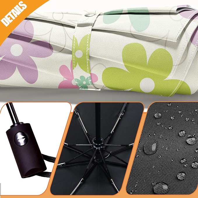 Small Compact Travel Automatic Folding Umbrella for Women, Portable Lightweight, Rain, Wind, UV Sun Shade