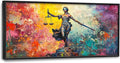 Extra Large Lady Justice Framed Wall Art for Living Room,Oversized Scales of Justice Pictures Wall Decor,Abstract Colorful Canvas Print Painting Modern Artwork Bedroom Office Bathroom 60L x 30W