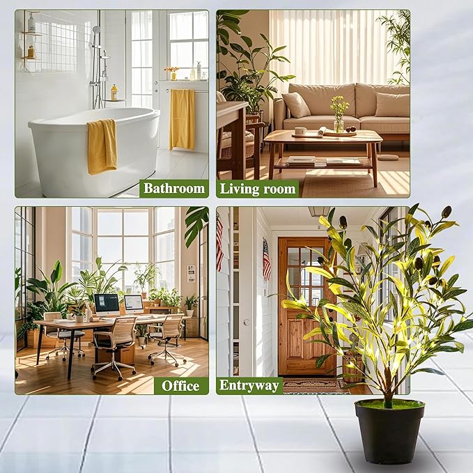 Artificial Olive Tree Lamp, Faux Olive Tree and Fruits Artificial Tree for Office House Living Room Bedroom Stairs Foye Coffee Shop Rack Clothing Store Home Decor, Christmas Birthday Gifts for Women