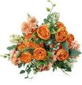 KAOYOO 4 PCS Artificial Peony Bouquet Short Stem for DIY Wedding Decoration Bridal Bouquet Home Decorations(Orange 4-PCS)