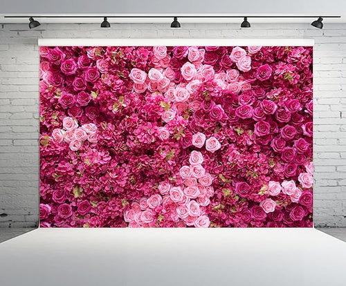 10ftx6.5ft Rose Wall Background Rose Photo Backdrops Spring Party Tea Party Flowers Backdrop Girls Birthday Pink Princess Party Wedding Bridal Shower Pink Floral Anniversary Ceremony Decor