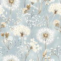 Dandelions and Wildflowers Peel and Stick Wallpaper Soft Gray and Blue Self Adhesive Removable Leaf Floral Contact Paper Nursery Bedroom Mural Wall Decorative 17.71"x118.1"