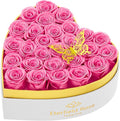Eterfield 27 Forever Flowers in Heart Shape Box, Preserved Roses That Last a Year Preserved Flowers Birthday Gifts for Her Mom Women Wife Anniversary Valentines Day Mothers Day Christmas, Pink