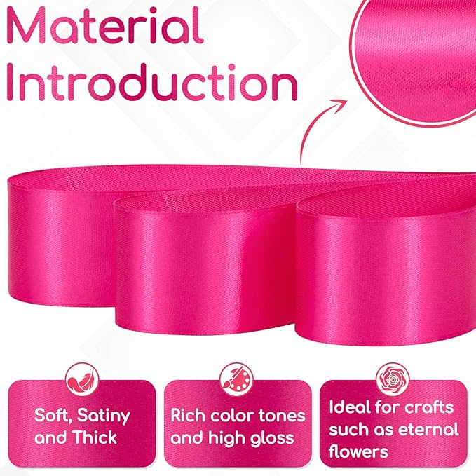 30 Yards Hot Pink Ribbon 1-1/2 Inch, Hot Pink Satin Ribbon for Flower Bouquet Accessories, Gift Wrapping, Crafts, Hair, Christmas, Wedding and Bow Making