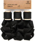 Vitalizart Black Silk Satin Ribbon 1 Inch x 15 Yard Wooden Spool Handmade Frayed Ribbon for Gift Wrapping Baby Shower Wedding Bridal Bouquets Holiday Decor 3 Rolls x 5 Yard