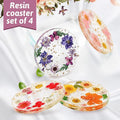 Flower Coasters, Tumwisk 4Pcs Dried Flower Drink Coasters,Women Coffee Table Dining Table Desk Aesthetic Coaster Set Natural Floral Coaster Home Decoration Housewarming Present (Multicolor)