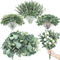 Giegxin 270 Pcs 3 Kinds Mixed Eucalyptus Leaves Stems Bulk Artificial Silver Dollar Leaves Picks Dried Eucalyptus Bundle Faux Spray for Wedding Vase Bouquet Floral Arrangement (Green)