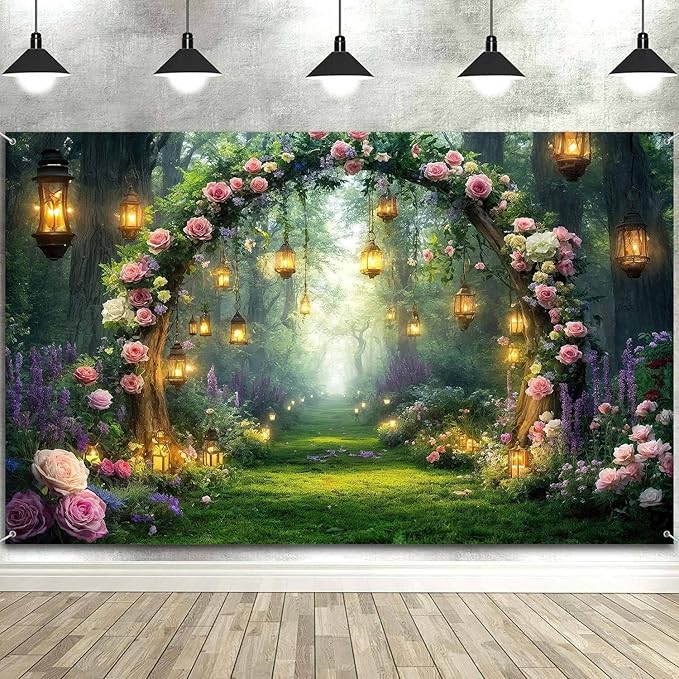 15x10ft Purple Flower Wedding Photography Backdrop Lavender Floral Wedding Bridal Photography Backdrop Anniversary Birthday Baby Shower Girl Party Banner Photo Booth Props Background Wall Decor