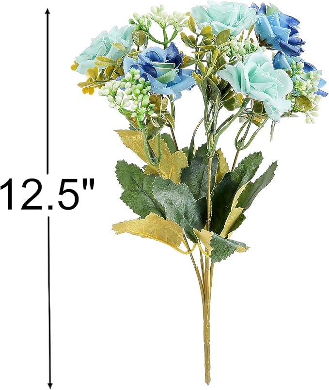 KAOYOO 2 PCS Artificial Rose Bouquet Short Stems for DIY Wedding Decoration Bridal Bouquet Home Decorations(2-PCS)