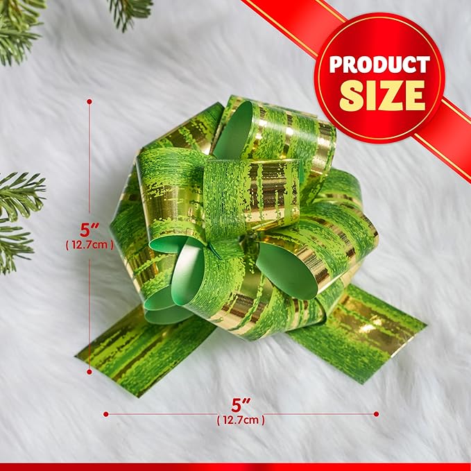 JOYIN 24 PCS Christmas Ribbon Pull Bow, 5" Gift Wrapping Pull Bow, Xmas Gift Accessory for Christmas Present Wrapping, Party Decorations, Boxing Day Decorations, Holiday Decor