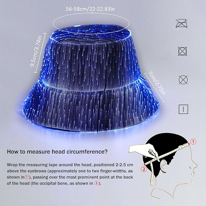 LED Rave Bucket Hat Light up Fisherman Cap 7 Colors Glow in the Dark Party Hats USB Rechargeable EDM Festival Gear
