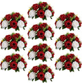 Sziqiqi Red Fake Flowers for Wedding Centerpiece Kissing Flower Balls for Tables Flower Centerpieces Arrangement for Party Road Lead