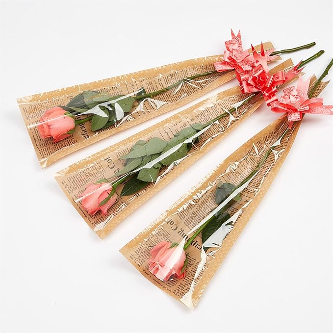 Words Flower Bouquet Sleeve Flower Wrapping Plastic Paper Word Package Floral Arrangement Supplies Wrap Bags 50pcs S